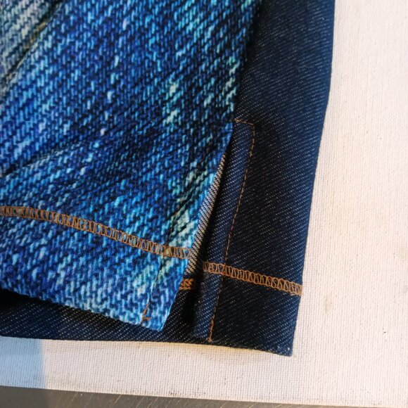 Petit Pois by Viviana G, Stretch Knit Floral Embroidered Denim look Jegging - Picture 6 of 8